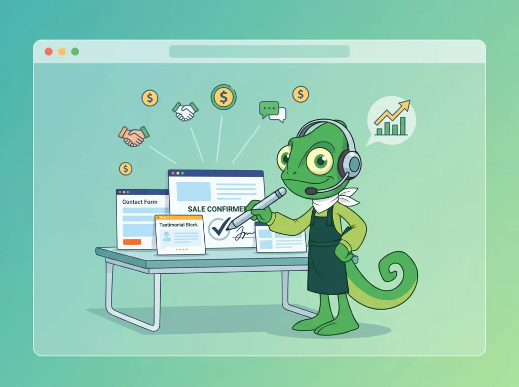 modern chameleon as a salesperson
